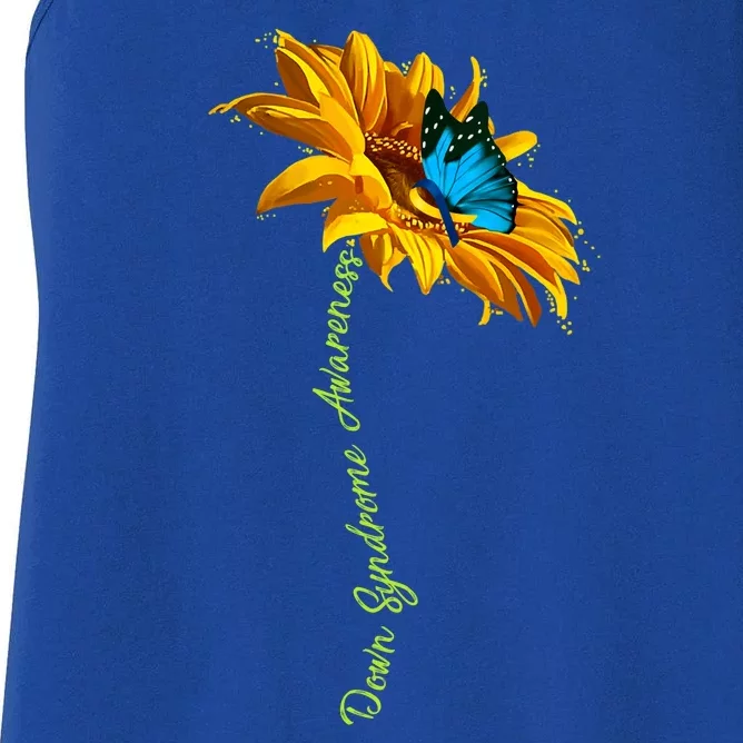 Down Syndrome Awareness Butterfly Sunflower Women's Racerback Tank