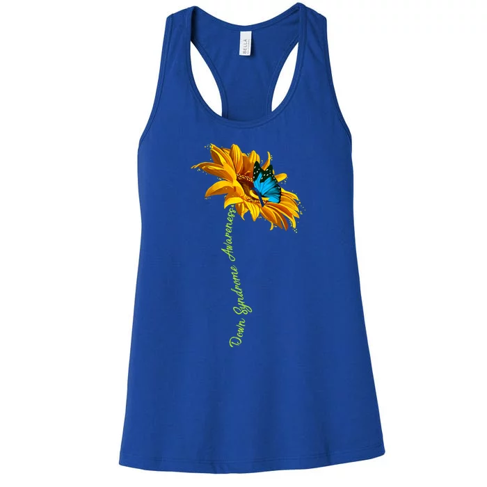 Down Syndrome Awareness Butterfly Sunflower Women's Racerback Tank