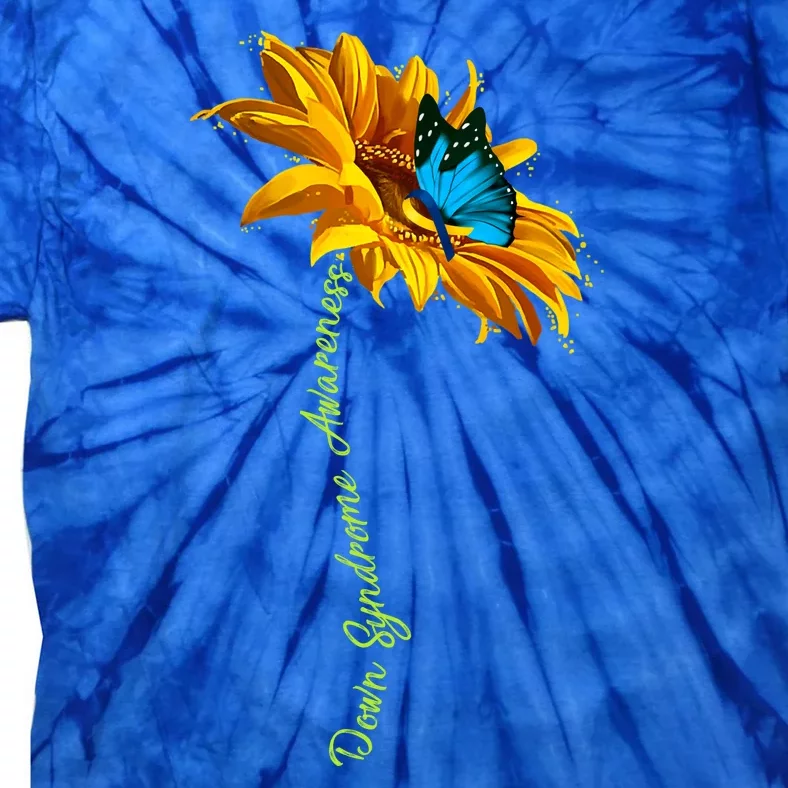 Down Syndrome Awareness Butterfly Sunflower Tie-Dye T-Shirt