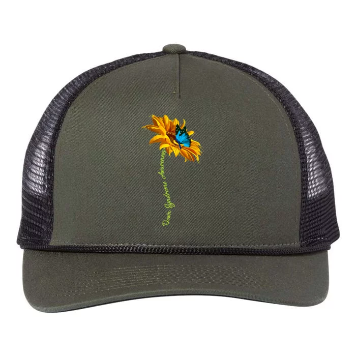 Down Syndrome Awareness Butterfly Sunflower Retro Rope Trucker Hat Cap