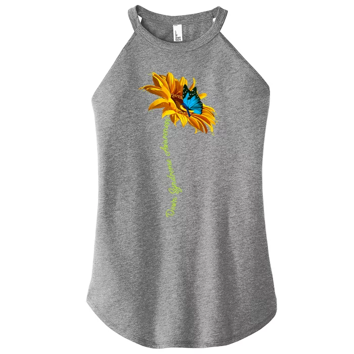 Down Syndrome Awareness Butterfly Sunflower Women’s Perfect Tri Rocker Tank