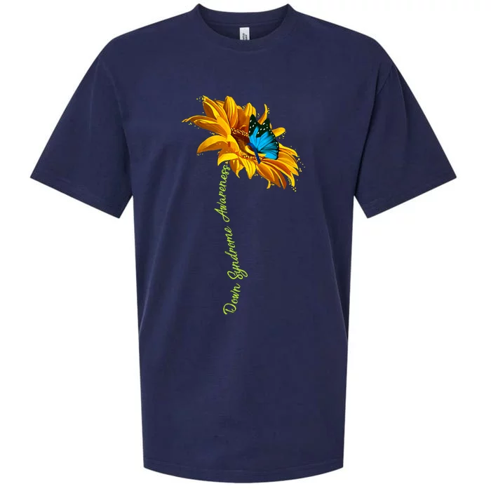 Down Syndrome Awareness Butterfly Sunflower Sueded Cloud Jersey T-Shirt