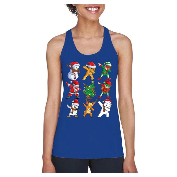 Dabbing Santa And Friends Gift Cute Christmas Santa Dabbing Gift Women's Racerback Tank