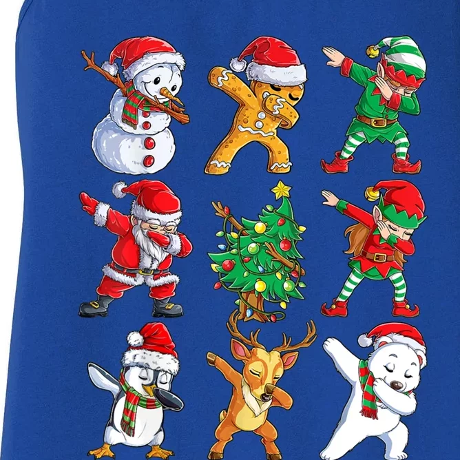 Dabbing Santa And Friends Gift Cute Christmas Santa Dabbing Gift Women's Racerback Tank