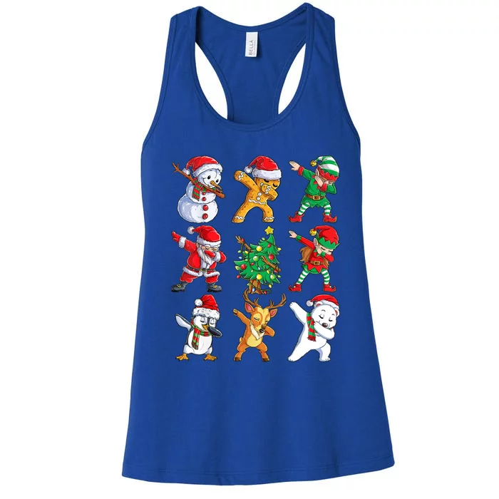 Dabbing Santa And Friends Gift Cute Christmas Santa Dabbing Gift Women's Racerback Tank