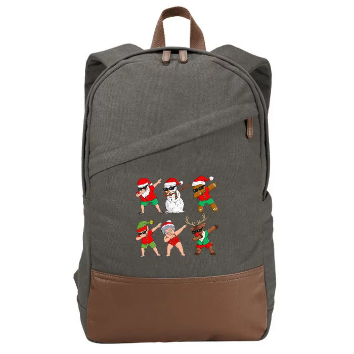 Dabbing Santa And Friends Christmas In July Xmas Cotton Canvas Backpack