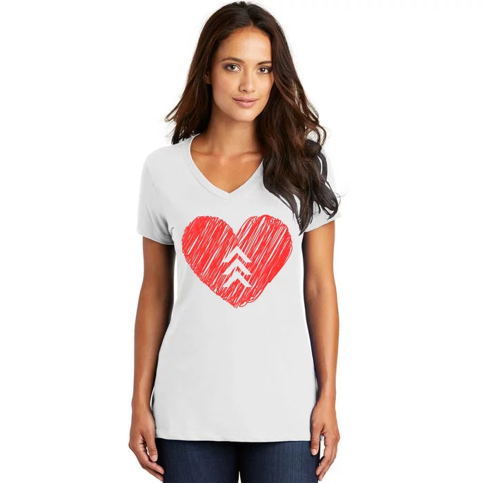 Down Syndrome Awareness Heart Women's V-Neck T-Shirt