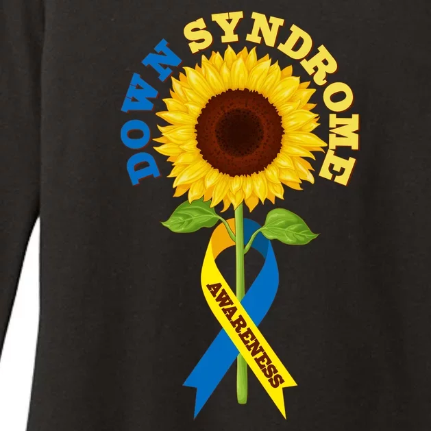 Down Syndrome Awareness Sunflower Ribbon Womens CVC Long Sleeve Shirt