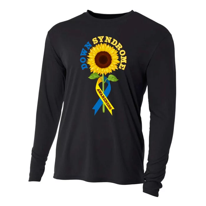 Down Syndrome Awareness Sunflower Ribbon Cooling Performance Long Sleeve Crew