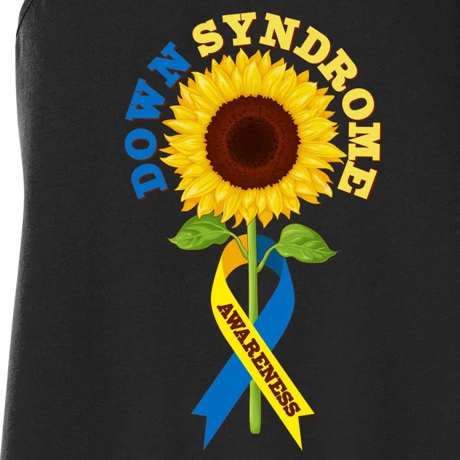 Down Syndrome Awareness Sunflower Ribbon Women's Racerback Tank