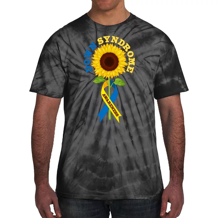 Down Syndrome Awareness Sunflower Ribbon Tie-Dye T-Shirt