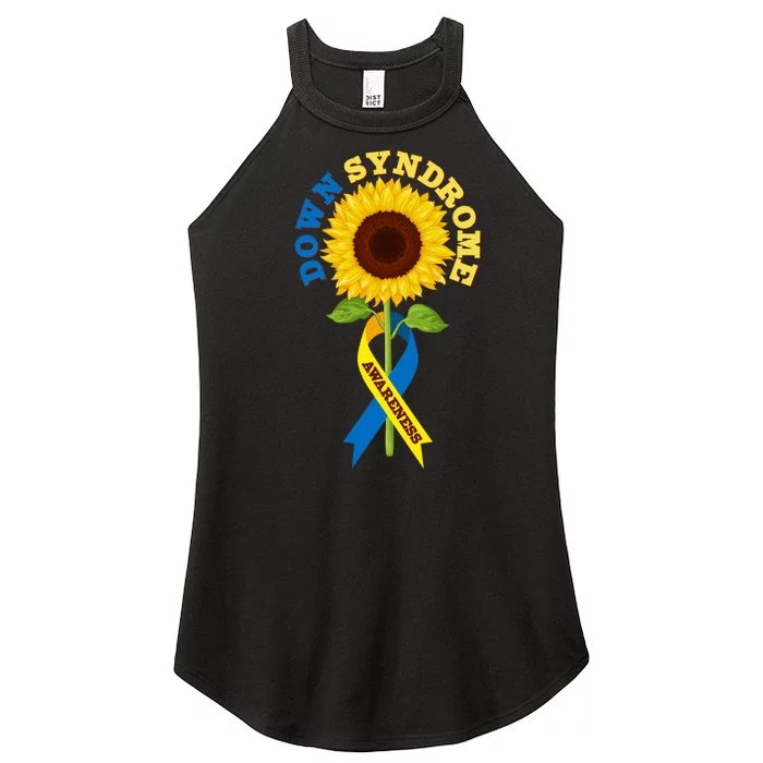 Down Syndrome Awareness Sunflower Ribbon Women’s Perfect Tri Rocker Tank