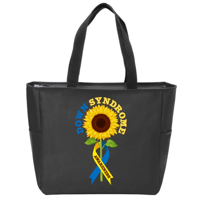 Down Syndrome Awareness Sunflower Ribbon Zip Tote Bag