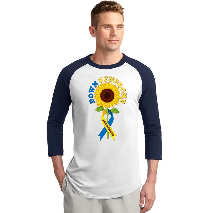 Down Syndrome Awareness Sunflower Ribbon Baseball Sleeve Shirt