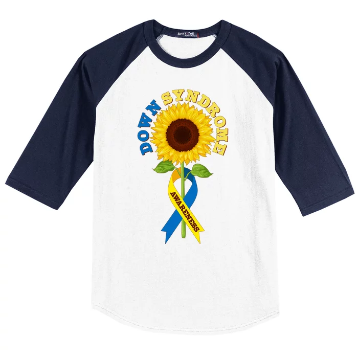 Down Syndrome Awareness Sunflower Ribbon Baseball Sleeve Shirt