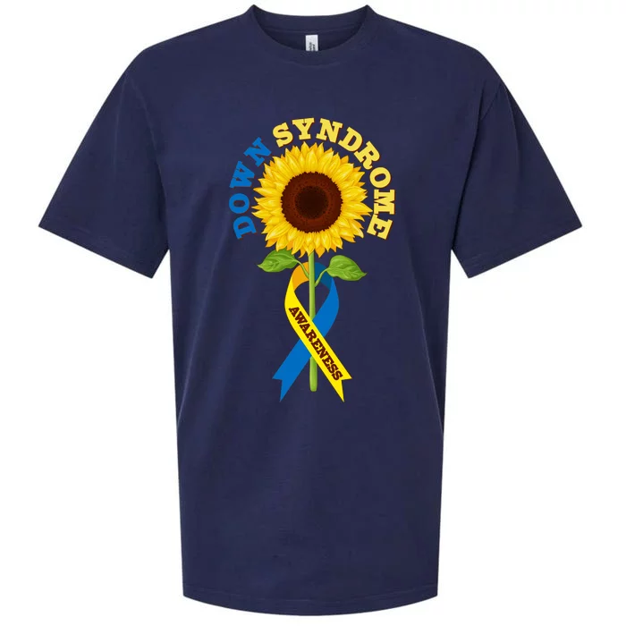 Down Syndrome Awareness Sunflower Ribbon Sueded Cloud Jersey T-Shirt