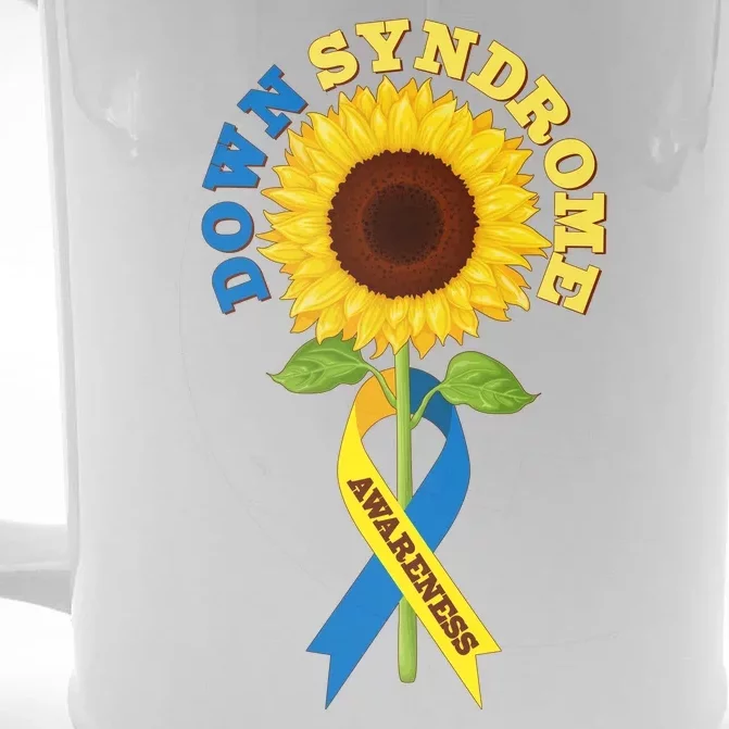 Down Syndrome Awareness Sunflower Ribbon Front & Back Beer Stein