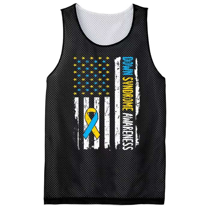 Down Syndrome Awareness American Flag T21 Down Syndrome Mesh Reversible Basketball Jersey Tank