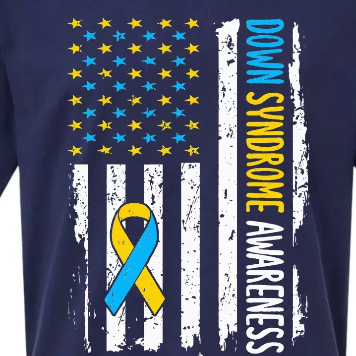 Down Syndrome Awareness American Flag T21 Down Syndrome Sueded Cloud Jersey T-Shirt