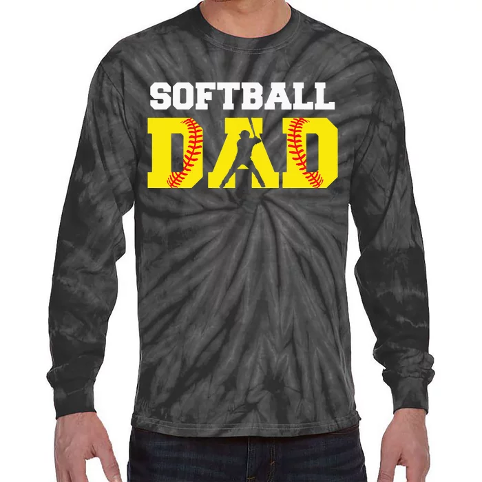 Dad Softball Apparel Yellow Softball Dad Tie-Dye Long Sleeve Shirt