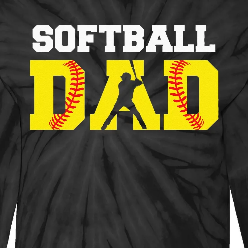 Dad Softball Apparel Yellow Softball Dad Tie-Dye Long Sleeve Shirt