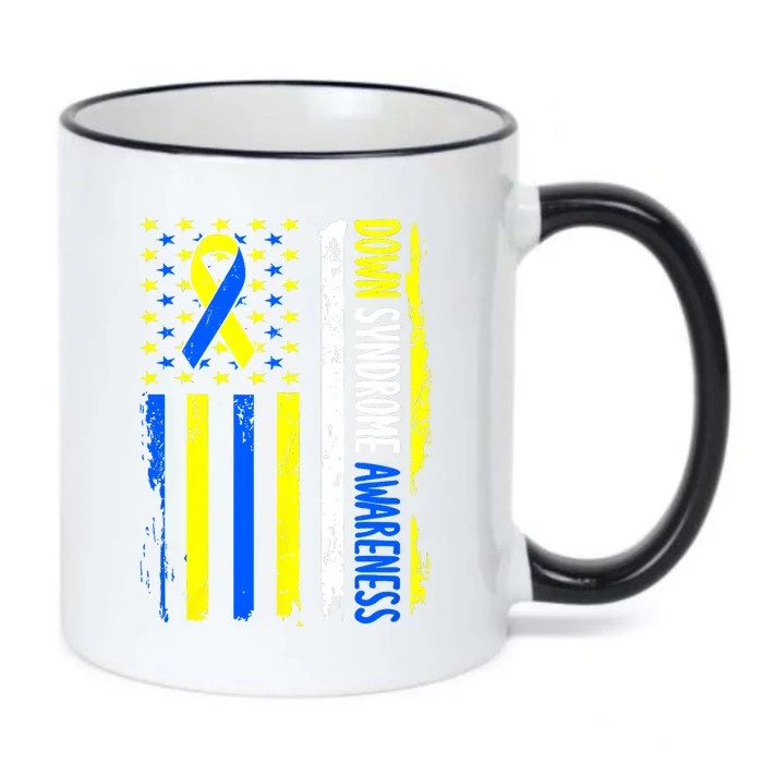 Down Syndrome Awareness American Flag T21 Down Syndrome Black Color Changing Mug