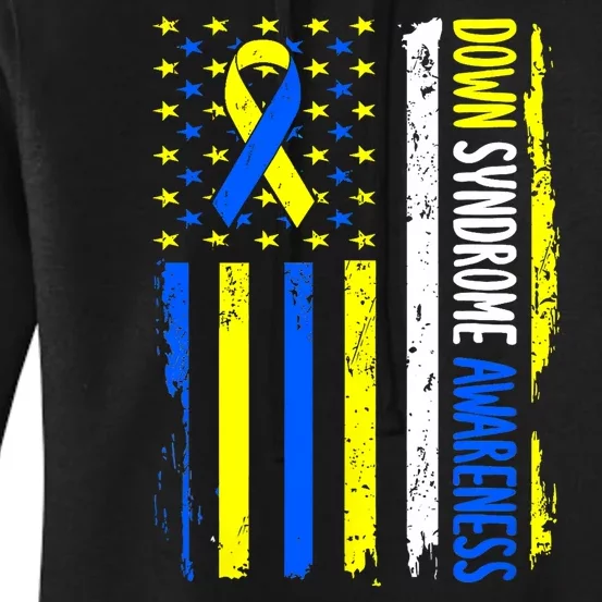 Down Syndrome Awareness American Flag T21 Down Syndrome Women's Pullover Hoodie