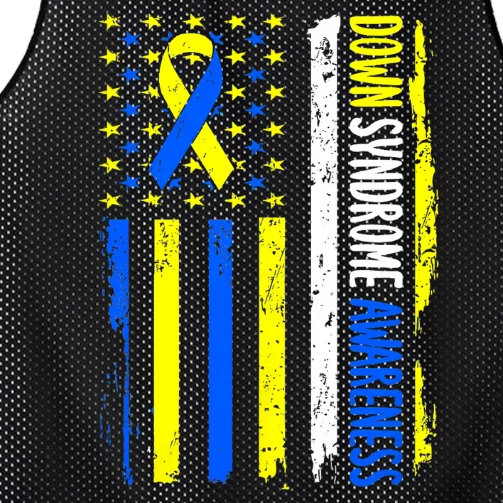 Down Syndrome Awareness American Flag T21 Down Syndrome Mesh Reversible Basketball Jersey Tank