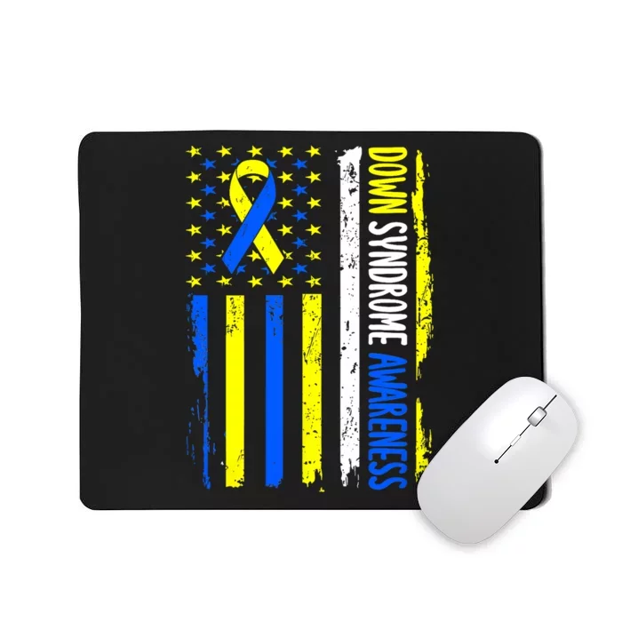 Down Syndrome Awareness American Flag T21 Down Syndrome Mousepad