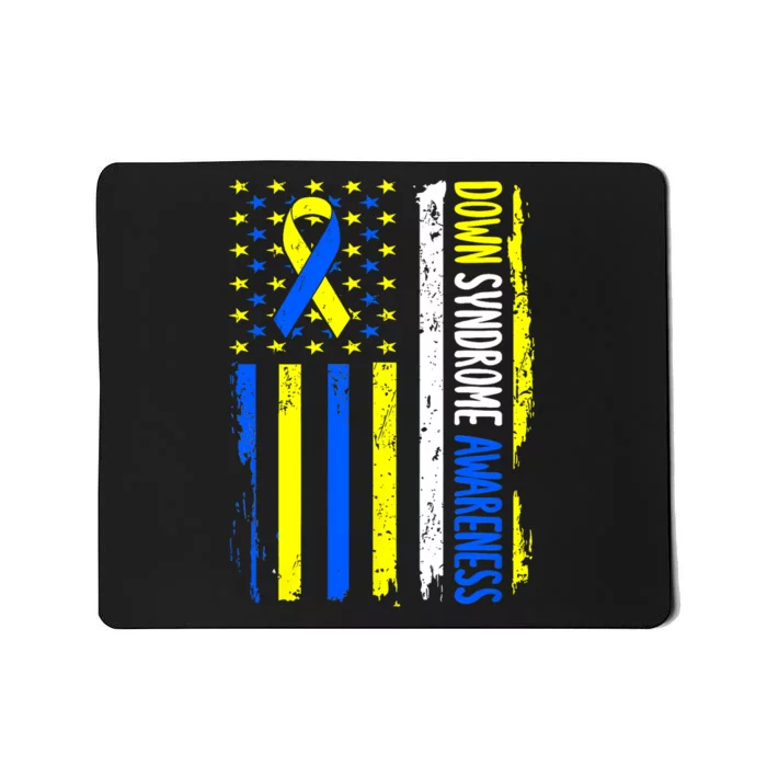 Down Syndrome Awareness American Flag T21 Down Syndrome Mousepad