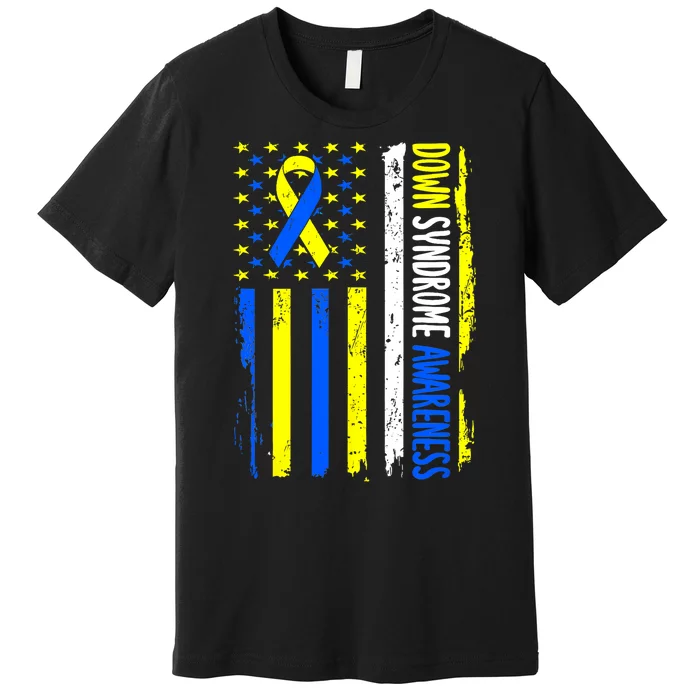 Down Syndrome Awareness American Flag T21 Down Syndrome Premium T-Shirt