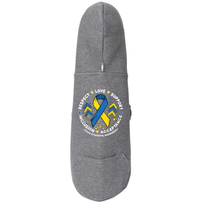 Down Syndrome Awareness Respect Love Support Inclusion Acceptance Doggie 3-End Fleece Hoodie