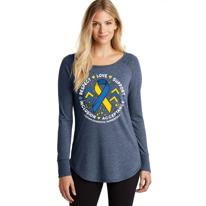 Down Syndrome Awareness Respect Love Support Inclusion Acceptance Women's Perfect Tri Tunic Long Sleeve Shirt