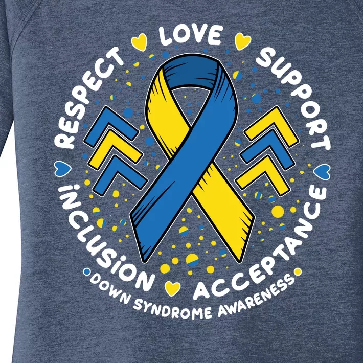 Down Syndrome Awareness Respect Love Support Inclusion Acceptance Women's Perfect Tri Tunic Long Sleeve Shirt