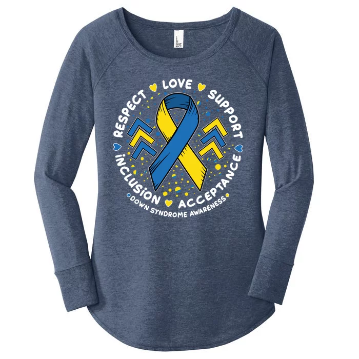 Down Syndrome Awareness Respect Love Support Inclusion Acceptance Women's Perfect Tri Tunic Long Sleeve Shirt