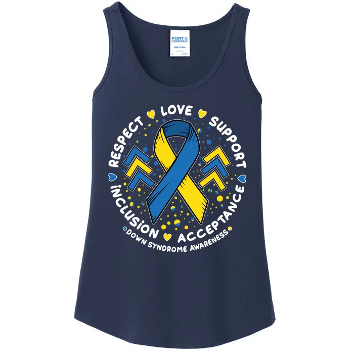 Down Syndrome Awareness Respect Love Support Inclusion Acceptance Ladies Essential Tank