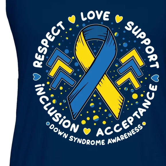 Down Syndrome Awareness Respect Love Support Inclusion Acceptance Ladies Essential Flowy Tank