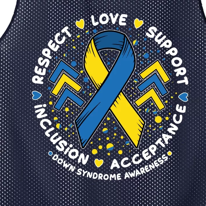 Down Syndrome Awareness Respect Love Support Inclusion Acceptance Mesh Reversible Basketball Jersey Tank