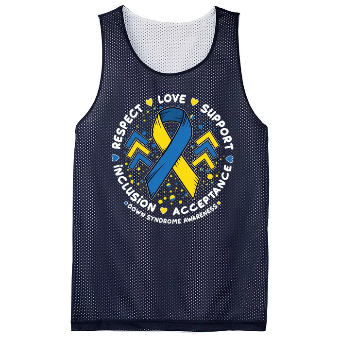 Down Syndrome Awareness Respect Love Support Inclusion Acceptance Mesh Reversible Basketball Jersey Tank