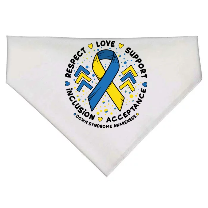 Down Syndrome Awareness Respect Love Support Inclusion Acceptance USA-Made Doggie Bandana