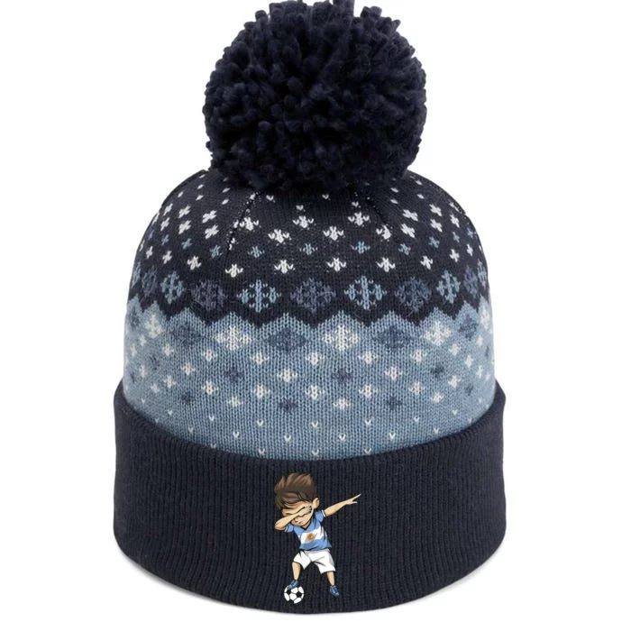 Dabbing Soccer Argentina Jersey Shirt - Argentinian Football The Baniff Cuffed Pom Beanie