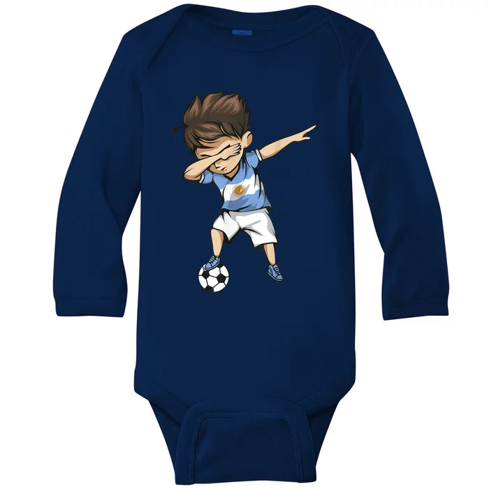 Dabbing Soccer Argentina Jersey Shirt - Argentinian Football Baby Long Sleeve Bodysuit