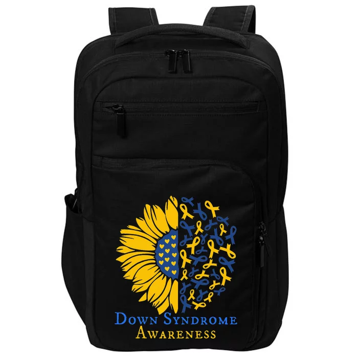 Down Syndrome Awareness Ribbon Sunflower Impact Tech Backpack