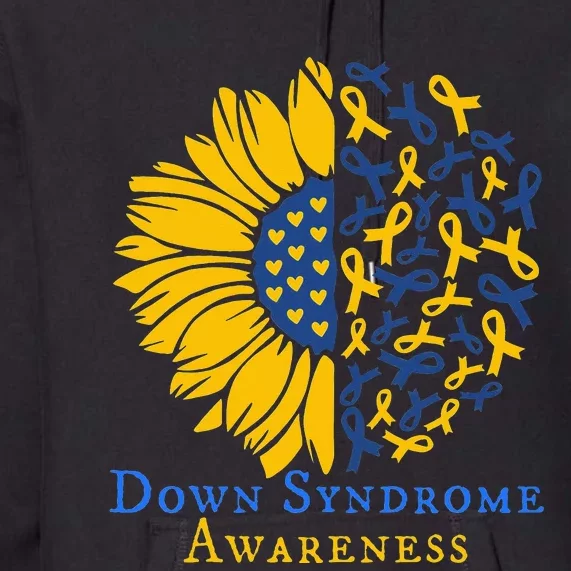 Down Syndrome Awareness Ribbon Sunflower Premium Hoodie