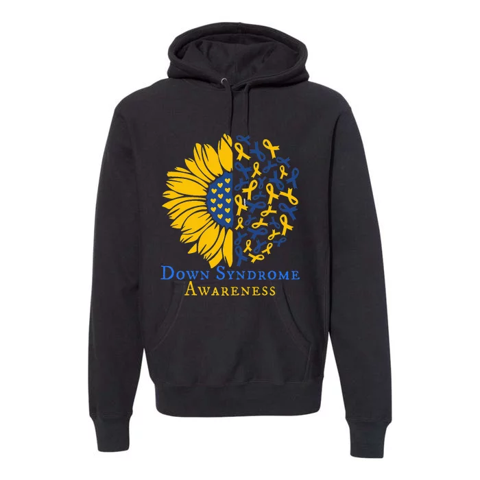 Down Syndrome Awareness Ribbon Sunflower Premium Hoodie