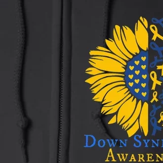 Down Syndrome Awareness Ribbon Sunflower Full Zip Hoodie