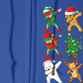 Dabbing Santa And Friends Great Gift Cute Christmas Santa Dabbing Funny Gift Full Zip Hoodie