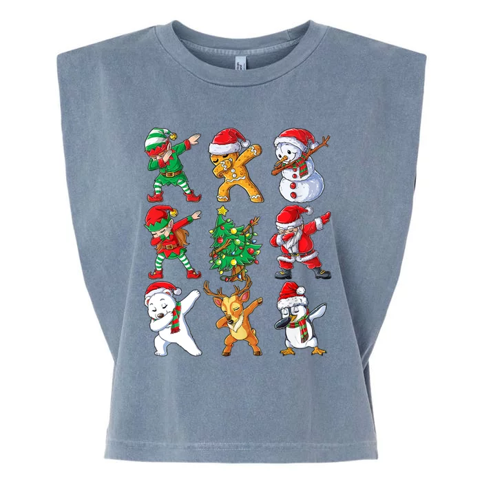 Dabbing Santa And Friends Great Gift Cute Christmas Santa Dabbing Funny Gift Garment-Dyed Women's Muscle Tee