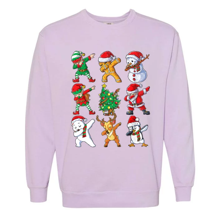 Dabbing Santa And Friends Great Gift Cute Christmas Santa Dabbing Funny Gift Garment-Dyed Sweatshirt