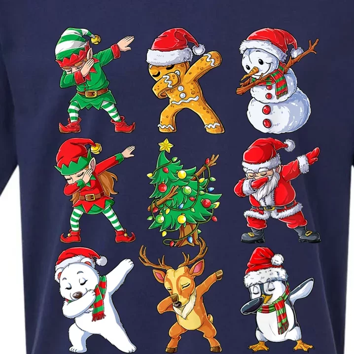 Dabbing Santa And Friends Great Gift Cute Christmas Santa Dabbing Funny Gift Sueded Cloud Jersey T-Shirt